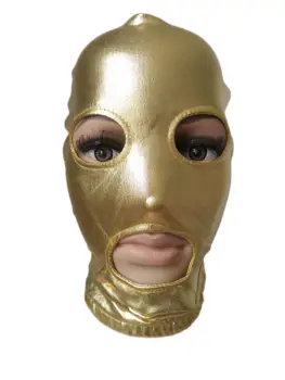 Златни маски за Хелоуин, костюми за cosplay, лъскава метална маска с отворени очи и уста, детски костюми Зентай, аксесоари за партита