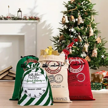 Гореща Разпродажба Персонализирани Коледен Чанта на Дядо Коледа, Коледни Подаръчни Торбички на Едро Коледни Бонбони, Играчки, Чанти Дядо Коледа на съвсем малък за детски Подарък Декор