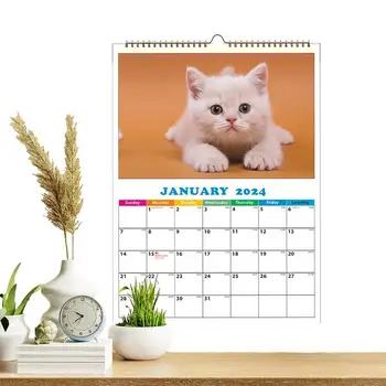 Месечен календар за кучета в 2024 година, творчески календар за кучета в 2024 година, стенен календар във формат А4, календар за кучета, ежедневна боядисани стени за хотели в апартамент