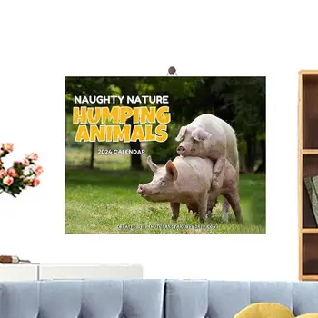 Месечен календар смешните животни, Весел Стенен планер 2024 година, Забавна Книжен Новост, Годишен подарък, Месечен план за дома, хотела, удобства