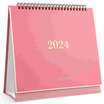 Януари 2024-юни Настолен календар Блокове бележки Планер Месечен календар, Настолен календар от дебела хартия (розов)
