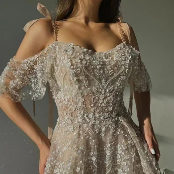 Голи Секси вечерни рокли на спагети презрамки-спагети с шнур 2023, луксозни вечерни рокли трапецовидна форма за жени