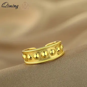 QIMING Минималистичное Годежен пръстен от перли, отворени пръстени, Корейски, бижута, бельо просто пръстен на юмрук, подарък за парти