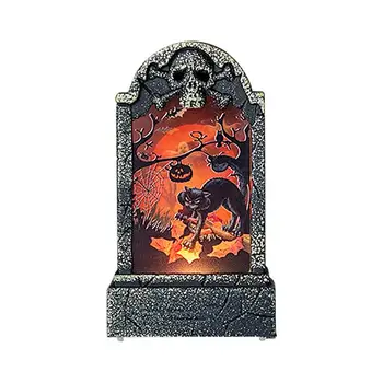 Лека нощ форма надгробной печки, лампа за гробища с черепа, фестивал настолна led лампа, за украса на парти за бар на тема Хелоуин