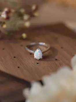 2023 Нов обикновен продукт, на женски пръстен от сребро проба 925 с бели опалом-капелькой, класически елегантен стил за годеж или партита