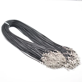 Мода добро качество 2 мм, 45 см черна восъчна въже с закопчалка омар колие шнур за Бижута висящи кабели 100 бр. Безплатна доставка