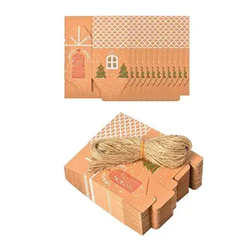 Кутии за подаръци за Коледното парти, 50шт Многократно хартиени торбички, Кутии за подаръци за Коледното парти, Коледни украси за шоколадови бонбони и бисквитки