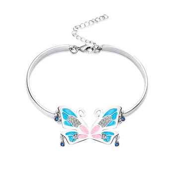 Нов гривна-пеперуда от серията Winx the Club с модерен инкрустация от син кристал, посеребренный гривна за момичета-фанаток, подарък за cosplay.