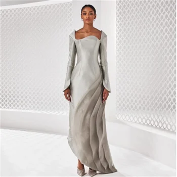 Добър вечер, вечерни рокли за партита, елегантна винтажное просто сребърно вечерна рокля за абитуриентски бал с дължина до пода