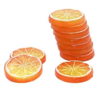 10 бр Изкуствена имитация резена лимон, изкуствени плодове, реалистична модел за украса на дома Оранжево парти